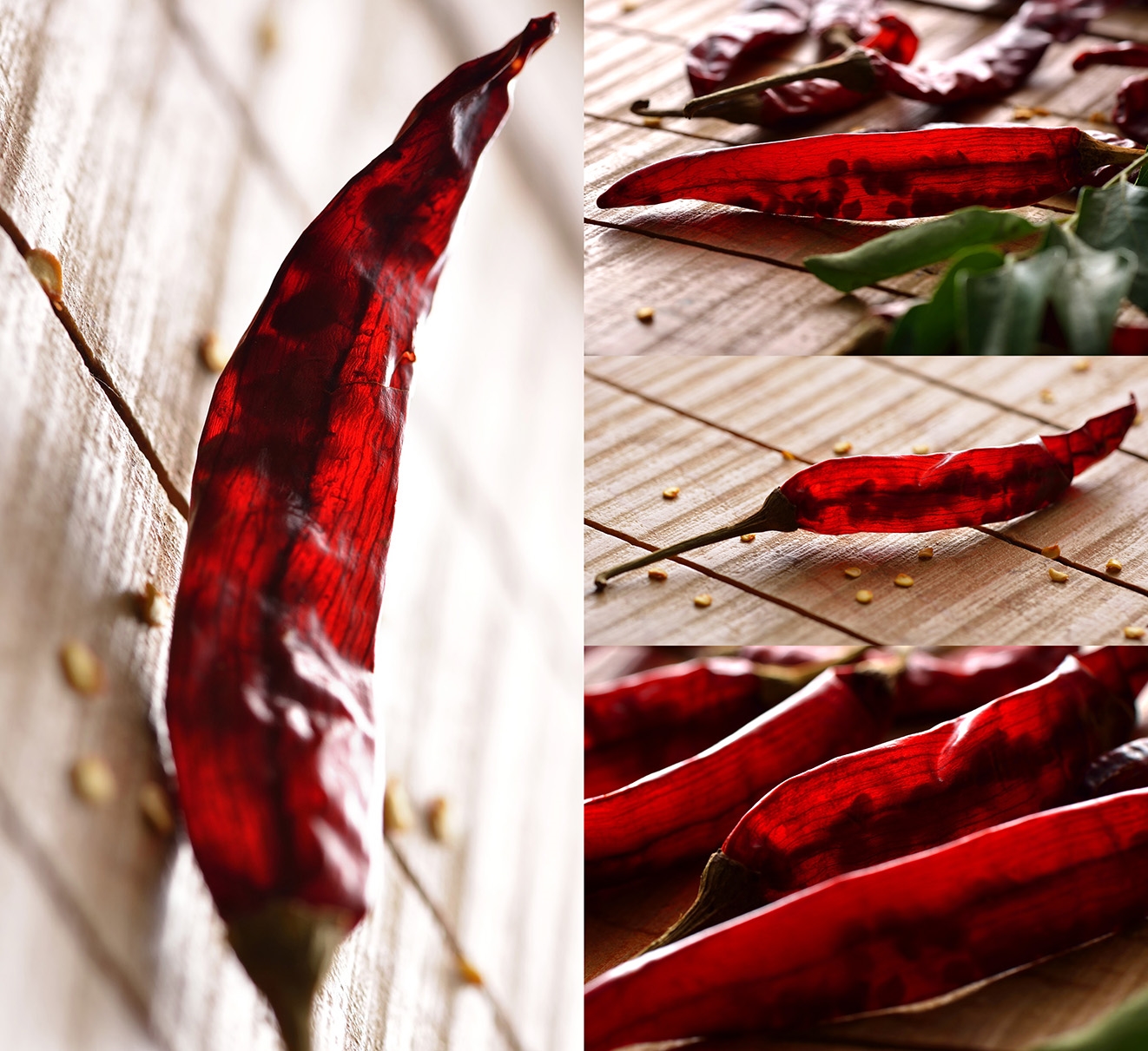Foodstyling for Packaging red chili peppers or dried chili peppers