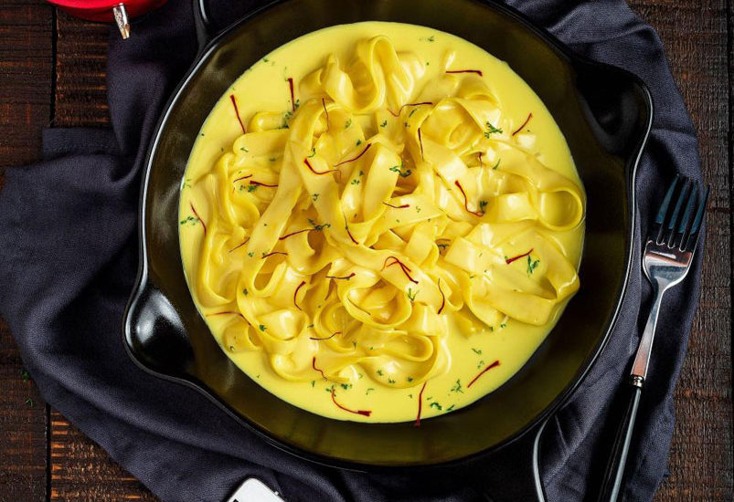 saffron pasta, creamy pasta, cheesy saffron pasta, food photography, Italian saffron pasta
