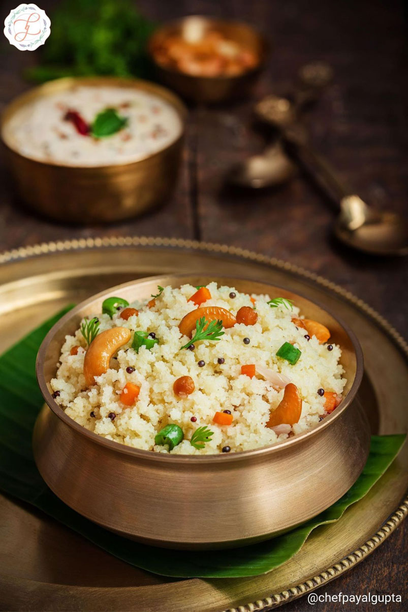 Porridge with spices, Suji Upma, Food photography.